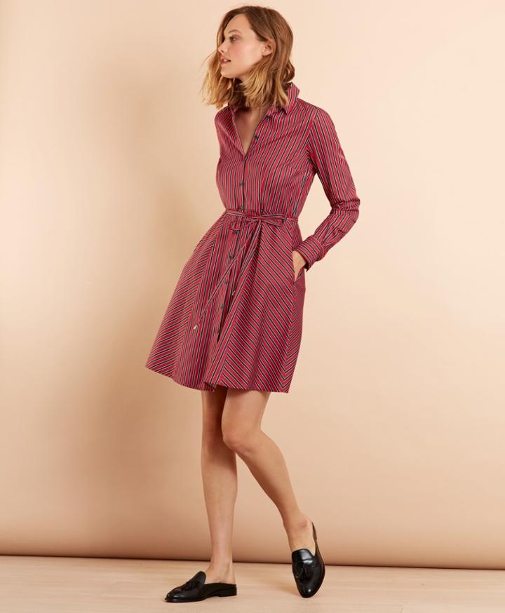 Brooks Brothers Women's Striped Stretch-cotton Shirt Dress