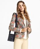 Brooks Brothers Women's Floral-embroidered Mini-houndstooth Cotton Jacket