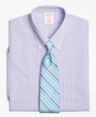 Brooks Brothers Men's Regular Fit Classic-fit Dress Shirt, Non-iron Tonal Sidewheeler Check Short-sleeve
