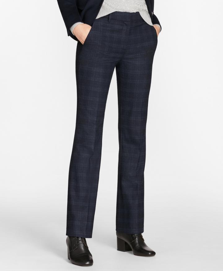 Brooks Brothers Women's Petite Plaid Stretch-wool Pants