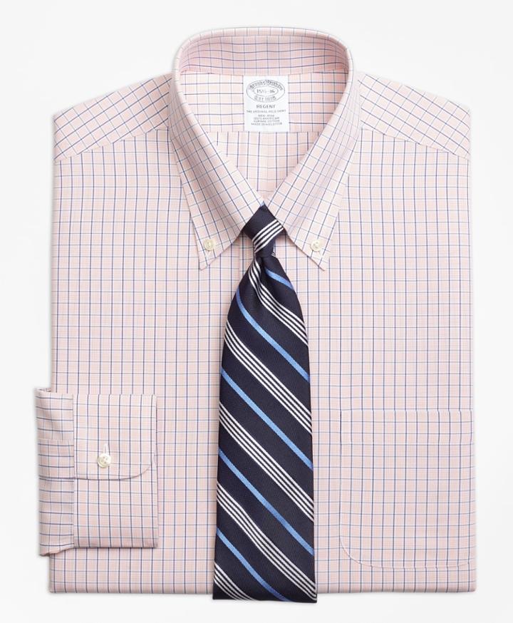 Brooks Brothers Men's Slim Fitted Dress Shirt, Non-iron Micro-tattersall