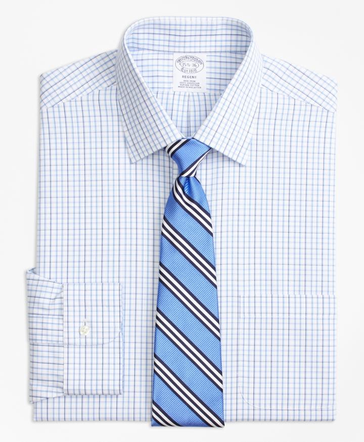 Brooks Brothers Men's Slim Fitted Dress Shirt, Non-iron Tonal Check Windowpane