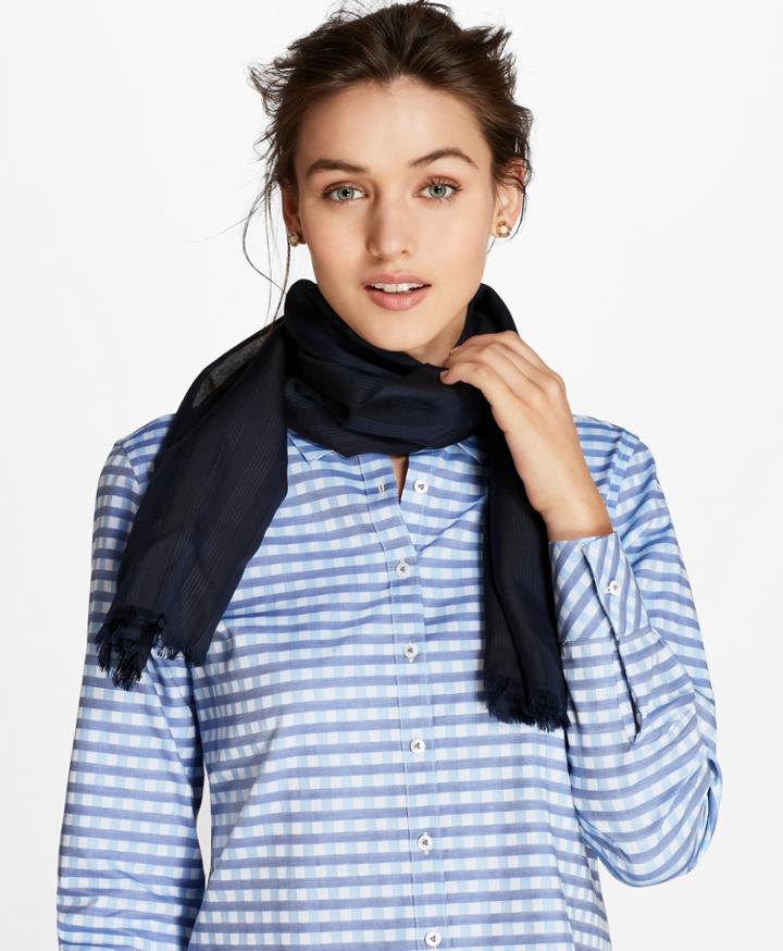 Brooks Brothers Women's Sheer-stripe Silk Oblong Scarf