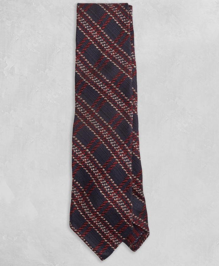 Brooks Brothers Men's Golden Fleece Navy And Burgundy Plaid Tie