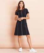 Brooks Brothers Topstitched Wool-blend Crepe Dress