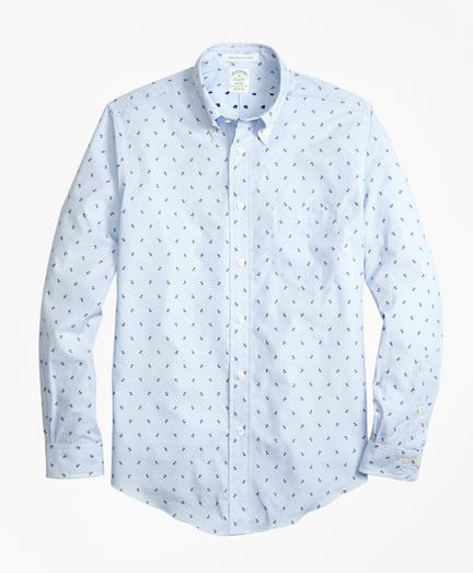 Brooks Brothers Milano Fit Stripe With Anchors Sport Shirt