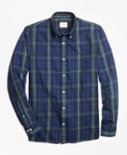 Brooks Brothers Men's Indigo-dyed Tartan Cotton Twill Sport Shirt