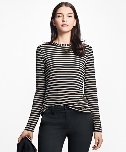 Brooks Brothers Stripe Jersey-knit Top