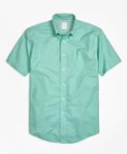 Brooks Brothers Men's Non-iron Milano Fit Heathered Oxford Short-sleeeve Sport Shirt