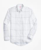 Brooks Brothers Men's Madison Fit Large-windowpane Irish Linen Sport Shirt