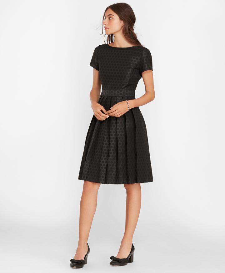 Brooks Brothers Women's Polka-dot Jacquard Pleated Dress