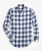 Brooks Brothers Men's Regent Fit Grid Check Irish Linen Sport Shirt