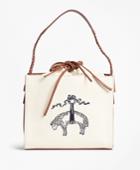 Brooks Brothers Women's Golden Fleece-embroidered Canvas And Leather Handbag