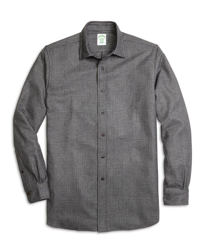Brooks Brothers Men's Milano Fit Saxxon Wool Glen Plaid Sport Shirt