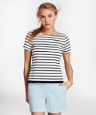 Brooks Brothers Fringe-hem Striped Stretch Cotton Jersey T-shirt