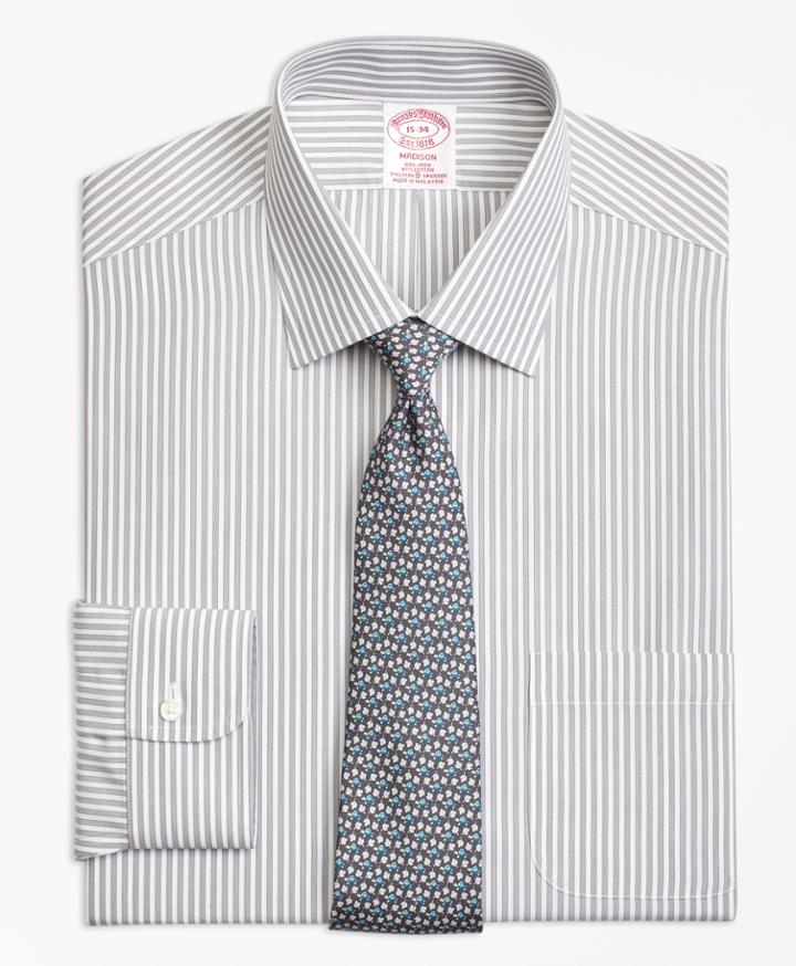 Brooks Brothers Men's Stripe Stretch Regular Fit Classic-fit Dress Shirt, Non-iron Music
