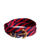 Brooks Brothers Men's Kiel James Patrick Navy And Red Bb#5 Stripe Wrap Bracelet