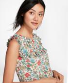 Brooks Brothers Women's Ruffled Floral-print Chiffon Top