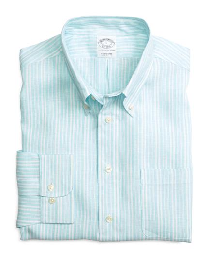 Brooks Brothers Slim Fit Double Alternating Stripe Linen Sport Shirt