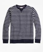 Brooks Brothers Men's Reverse French Terry Striped Crewneck Pullover