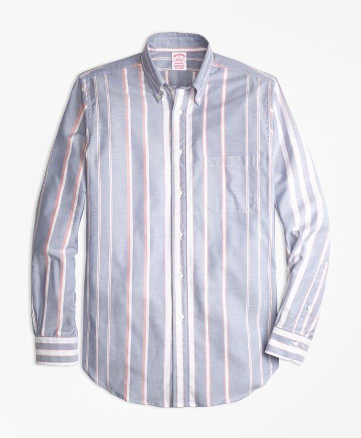 Brooks Brothers Men's Madison Fit Oxford Bold Stripe Sport Shirt