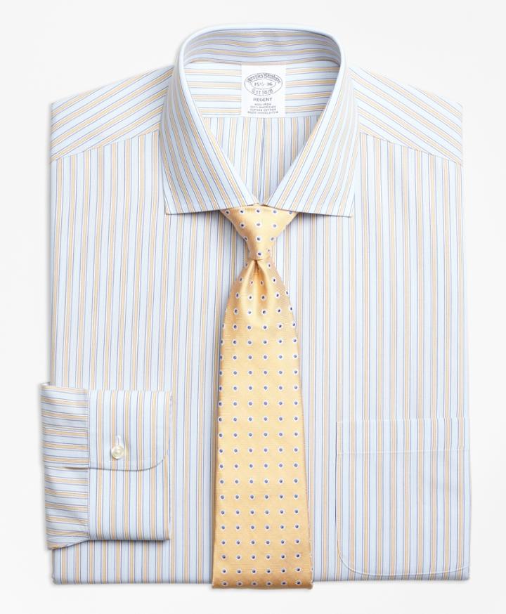 Brooks Brothers Men's Non-iron Slim Fit Framed Track Stripe Dress Shirts