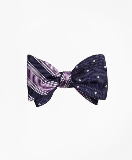 Brooks Brothers Split Bb#1 Stripe With Alternating Dot Reversible Bow Tie