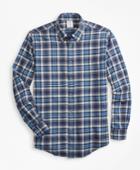 Brooks Brothers Men's Regent Fit Blue Plaid Flannel Sport Shirt