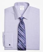 Brooks Brothers Men's Non-iron Slim Fit Double Windowpane French Cuff Dress Shirt