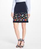 Brooks Brothers Floral Embroidered Stretch-twill Skirt