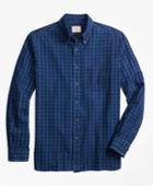 Brooks Brothers Men's Indigo-dyed Gingham Cotton Twill Sport Shirt