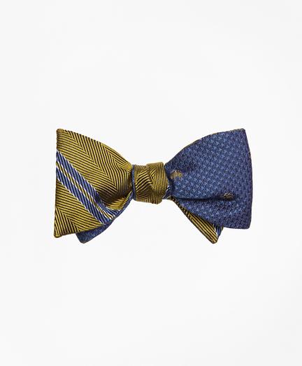 Brooks Brothers Herringbone Double Stripe With Houndstooth Reversible Bow Tie
