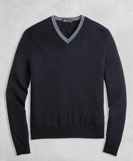 Brooks Brothers Golden Fleece 3-d Knit Merino Fine-gauge V-neck Sweater