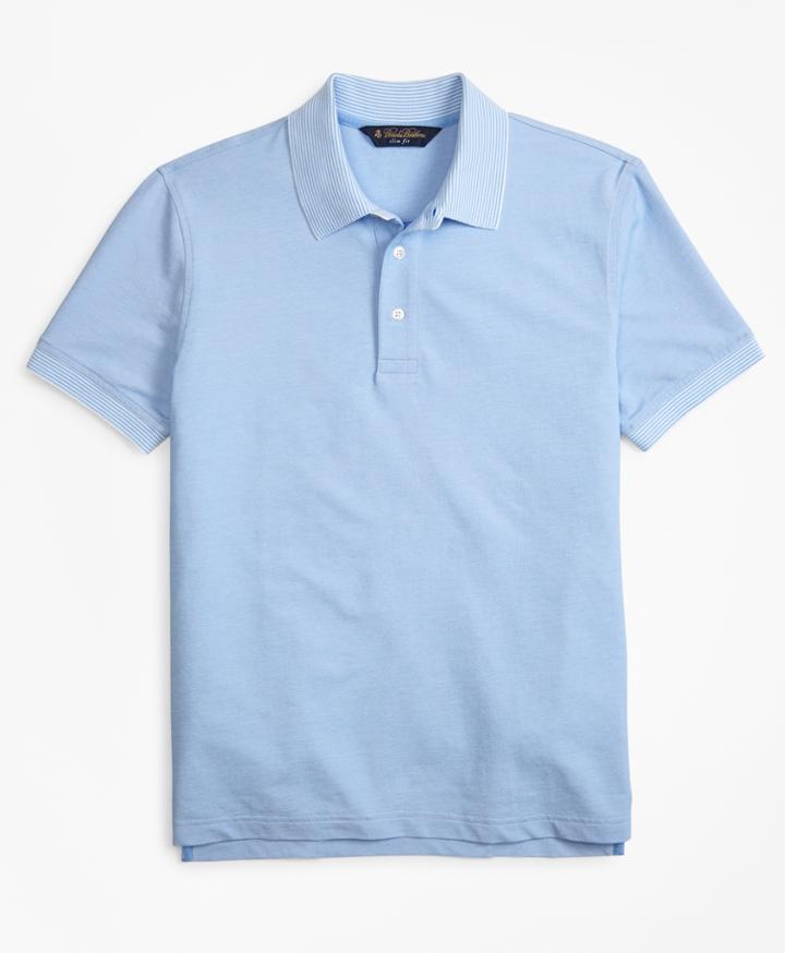 Brooks Brothers Men's Slim Fit Cotton And Linen Stripe Collar Polo Shirt
