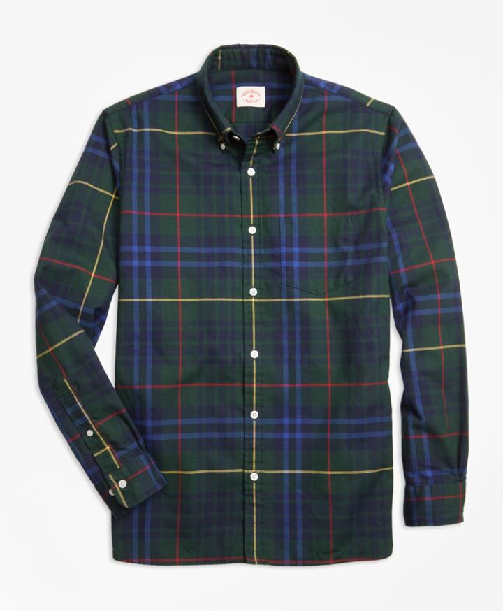 Brooks Brothers Men's Stewart Hunting Tartan Cotton Flannel Sport Shirt