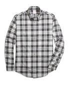 Brooks Brothers Madison Fit Flannel Heathered Multi Plaid Sport Shirt