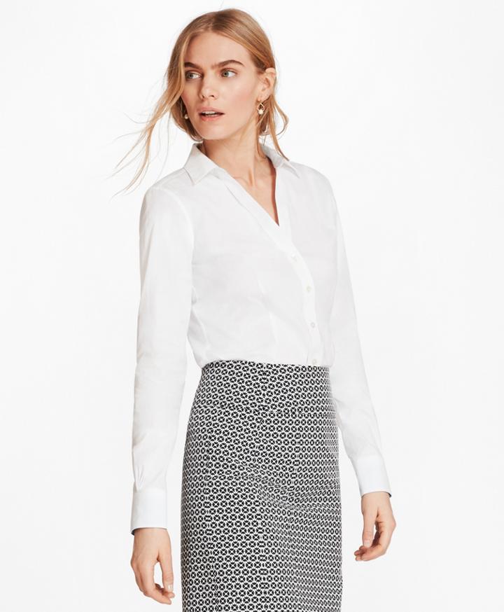 Brooks Brothers Women's Floral Cotton Jacquard Fitted Shirt