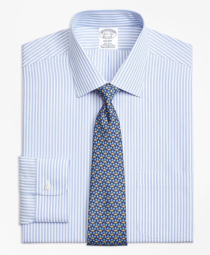 Brooks Brothers Men's Non-iron Slim Fit Music Stripe Stretch Dress Shirt