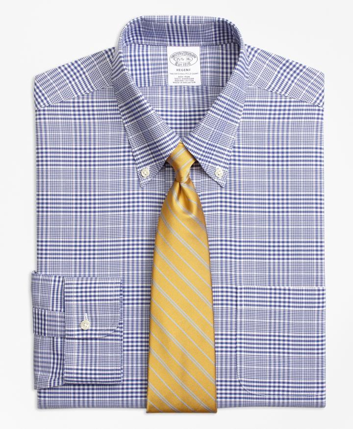Brooks Brothers Men's Non-iron Slim Fit Brookscool Plaid With Deco Dress Shirt