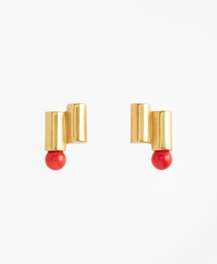 Brooks Brothers Women's Gold-plated Coral Sphere Cylinder Earrings