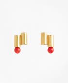 Brooks Brothers Women's Gold-plated Coral Sphere Cylinder Earrings
