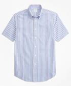 Brooks Brothers Milano Fit Alternating Stripe Seersucker Short-sleeve Sport Shirt