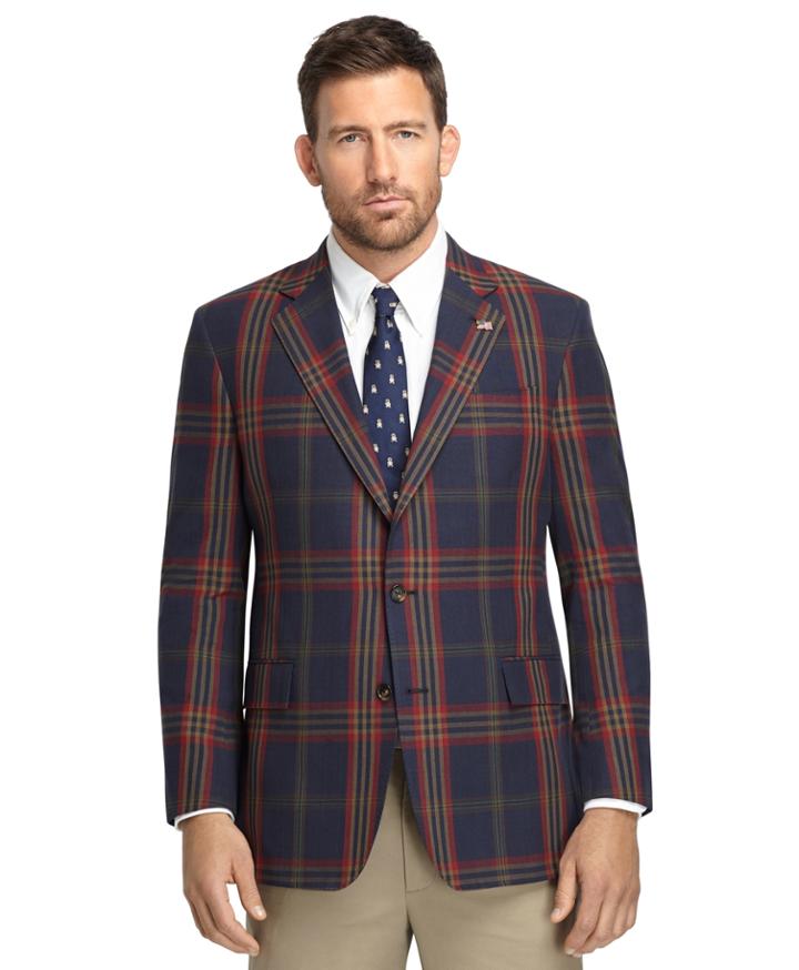 Brooks Brothers Men's Regent Fit Signature Tartan Madras Sport Coat Sport Coat