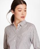 Brooks Brothers Women's Petite Striped Cotton Dobby Fitted Shirt