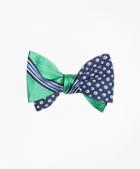 Brooks Brothers Double-framed Stripe With Flower And Dot Reversible Bow Tie