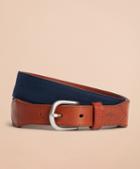 Brooks Brothers Seersucker Leather Belt