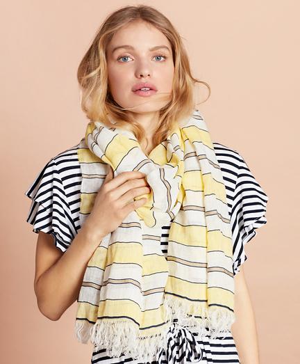 Brooks Brothers Striped Linen-cotton Gauze Scarf