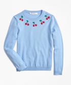 Brooks Brothers Cotton Cherry Embroidered Sweater