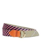 Brooks Brothers Men's Kiel James Patrick Navy And Pink Mini Bb#5 Stripe And Herringbone Belt