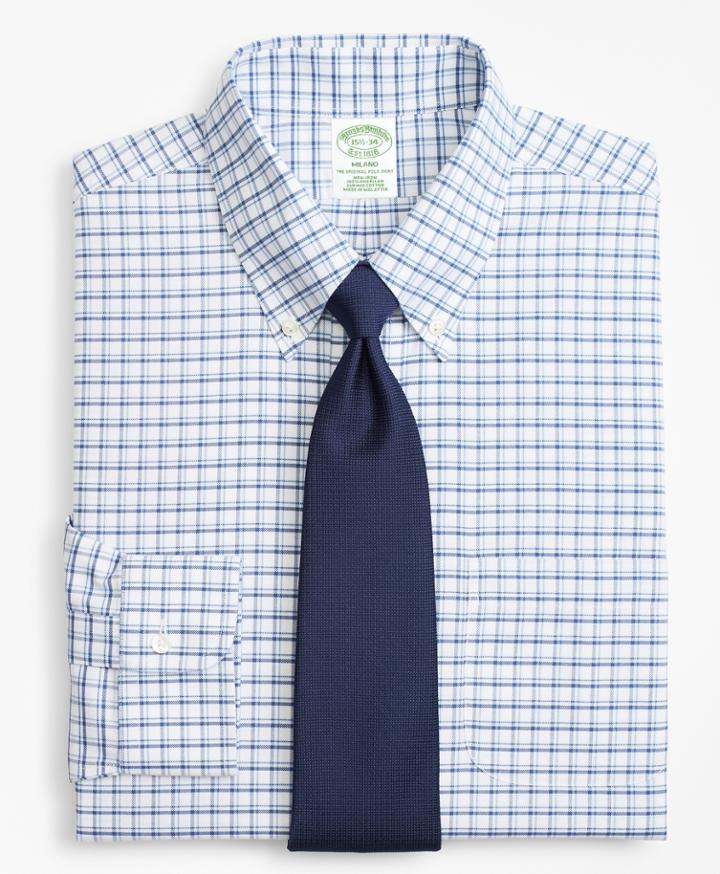 Brooks Brothers Men's Brookscool Extra Slim Fit Slim-fit Dress Shirt, Non-iron Sidewheeler Windowpane